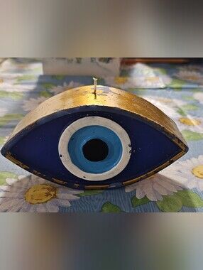 Decorative Blue and Gold Evil Eye Candle Holder